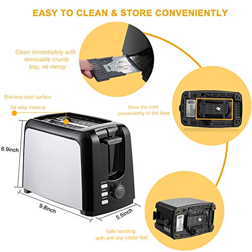 Toaster 2 Slice Best Rated Prime 2 Slice Toaster Extra Wide Slot for Bread Toasted with 7 Shade Settings Removable Crumb Tray Defrost/Bagel/Cancel Functions