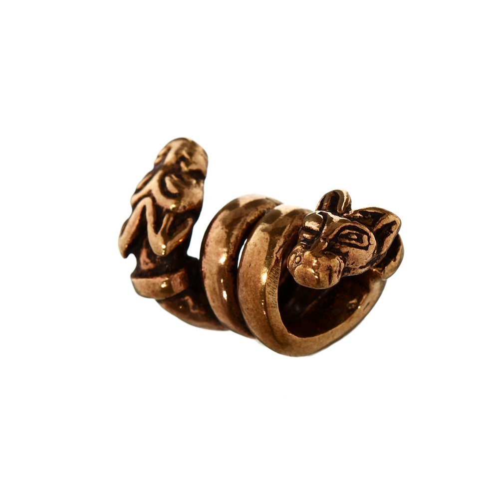 NKlaus Viking beard bead VIKING DOGS plait jewellery bronze curly bead 6387