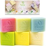 Bar Soap Body Bath Eczema - 6 Pc Natural Hand Face Soap Shea Butter, Soap Variety Gift Box Set Vegan Bath Soap with Essential Oil Sensitive Skin Moisturizer for Women Men Sisal Saver Included
