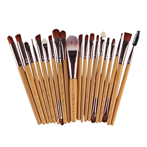 Euone 20 pcs Makeup Brush Set tools Make-up Toiletry Kit Wool Make Up Brush Set (Khaki)