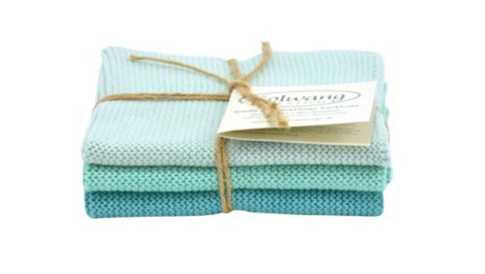 Solwang Cleaning cloth combi knitted 293334 light petrol combi cotton wipes stainless steel