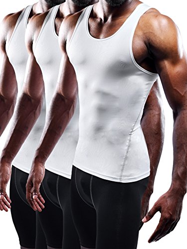 NELEUS Men's Athletic 3 Pack Compression Tank Top Dry Fit Undershirts,White,2XL,EUR 3XL - Thumbnail 5