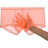 JINSHI Ice Silk Mens Sexy Underwear For Play Straight Men Semi See Through Sheer Breathable Boxers Briefs Ultra Thin