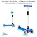 BELEEV Kick Scooter Kids 3 Wheel Scooter, 4 Adjustable Height, Lean to Steer LED Light Up Wheels Children from 3 to 14 Years Old (Dark Blue)