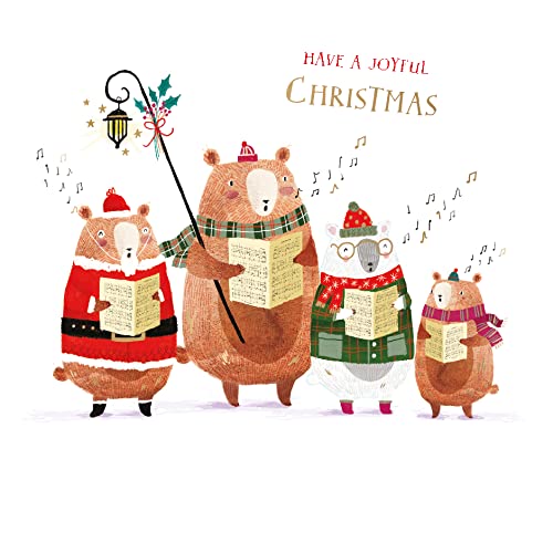 Box of 10 Carol Singing Bears Curious Inksmith Christmas Cards Xmas Card Packs X14314H