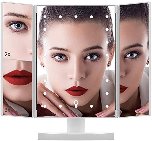 Innoo Tech Cosmetic Mirror, Make-up Mirror with Light, LED Illuminated Make-up Mirror, Foldable, 1/2/3/10 Magnifying Glass, 180° Rotating, USB Charging, Battery Operated, for Women, Makeup Artist