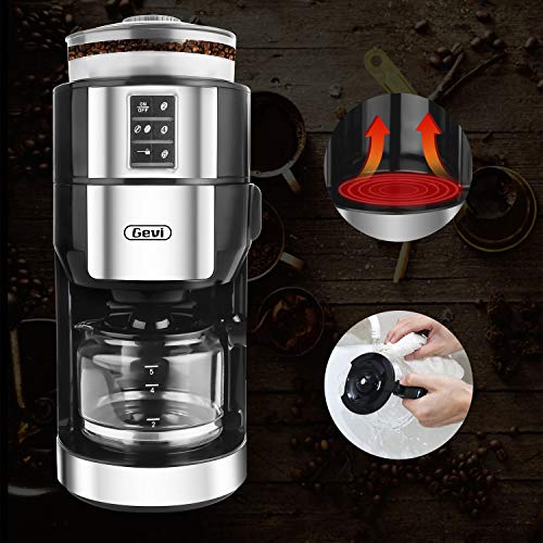 Coffee Maker with Grinder 5Cup , Gevi Programmable Grind and Brew