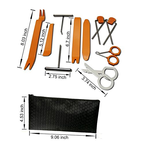 Auto Door Dash Panel Audio Trim Molding Install Removal Tool Kit with FREE Tool Bag 13 Pack, No-Scratch Car Body Radio Interior Upholstery Repair Pry Bar Set, VIWIEU Auto Stereo Modification Tools