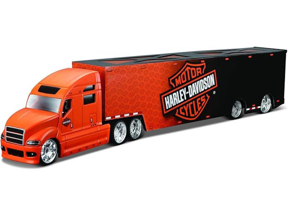 Maisto Harley Davidson 18_Wheel Custom HAULERS - Intricately Detailed Replica Collectible Model Toy - 1:64 Scale, Black