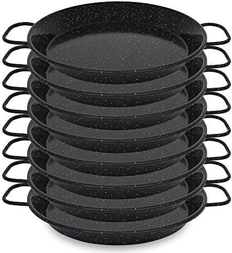 MGE - Set of 8 Enamelled Steel Paella Pan - Non Stick Mini Paella Pan - Round Dish for Paella - 20 cm