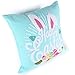 Embroidery Happy Easter Bunny Throw Pillow Covers 18x18 Easter Day Decorative Spring Gift Square Cushion Cover, Teal