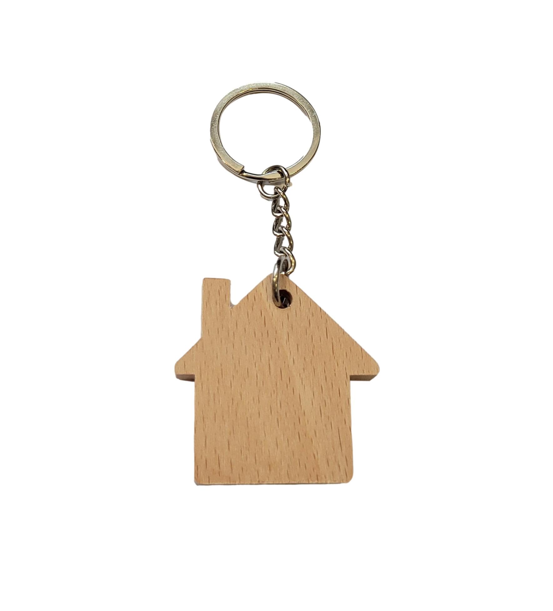 Wooden Key Ring - Little Home Shape Wood Keyring Keychain Car Keys House