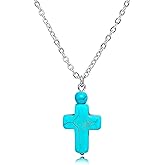 Turquoise Pendant Necklace for Women Jewelry Turquoise Cross Heart Y Necklace Gemstone Necklace for Women Gift