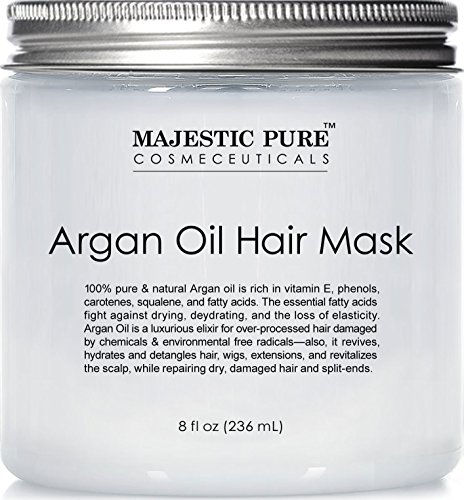 Argan Oil Hair Mask from Majestic Pure, 8 fl. oz - Natural Hair Care Product, Hydrating & Restorative Hair Repair Mask