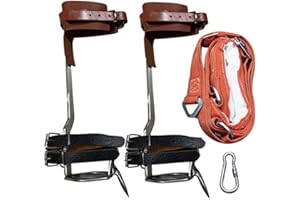 TOMCHY Tree Climbing Spikes Set,Tree Climbing Gear,Leather Forged Tree Climbing Tool Non-Slip Pedal for Picking Fruit, Indoor and Outdoor Sports…