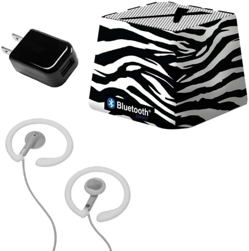 Xit Audio Bluetooth Wireless Mini Portable Speaker System for iPods, iPhones, iPads, Androids, and MP3 Players (Zebra) with Coosh Extra Comfortable Headphones & USB AC Adapter