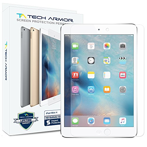 Ipad mini 4 glass screen protector, tech armor premium ballistic …