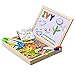 INNOCHEER Wooden Magnetic Puzzles, Letters/Numbers/Shape 110 Pieces with 5 Colored Dry Erase Markers Set - Learning & Educational Game Toy for Kids
