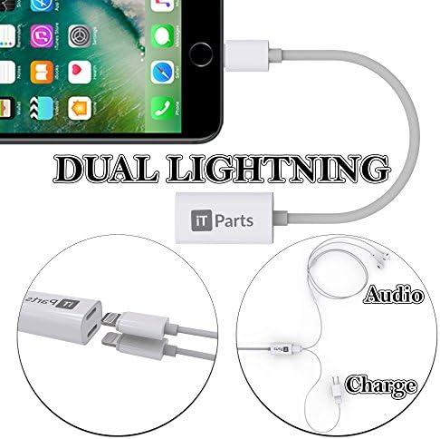 iTParts Lightning Audio + Charge &amp; Sync DoubleStar for iPhone 7 and iPhone 7 Plus, Use Lightning Headphones and Charge at the Same Time
