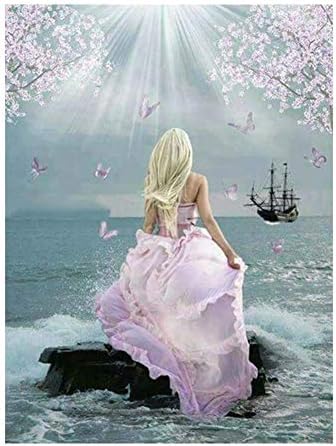 Nifera DIY 5D Diamond Painting Beautiful Princess Cherry Blossom Sea DIY Handmade Full Drill Set Pattern Resin Rhinestones Pasted Cross Stitch for Home Decoration 30X40cm