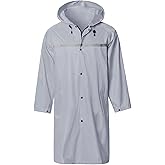 Mens Long Hooded Safety Rain Jacket Waterproof Emergency Raincoat Poncho