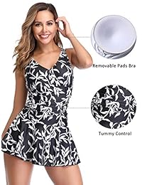 Traje de baño de una pieza con control de vientre, floral, talla grande, para dama