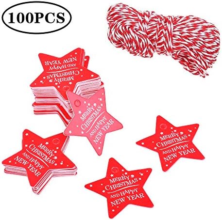 100pcs Merry Christmas Gift Tags with 100m String Hanging Tags for DIY Arts Wedding Party Favor Tags Price Labels…