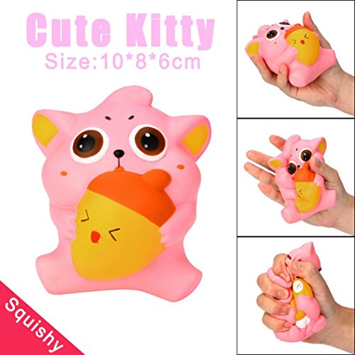 Morecome 10CM Cute Cat Cream Scented Squishy Slow Rising Squeeze Strap Kids Toys Gifts (B) - Thumbnail 4