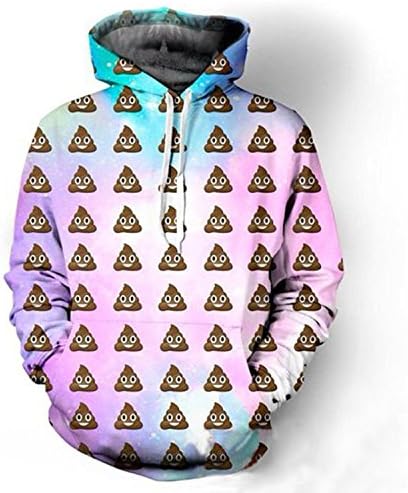 buybuybuysell 3d Digital Print Poop Emoji Drawstring Hooded Sweatshirt Casual Pullover Hoodie With Big Pockets