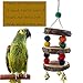 PINVNBY Parrot Chewing Toy Bird Perch Natural Wooden Block Hanging Swing Bell Climbing Toy Colorful Beads Bird Cage Accessories for Macaw African Grey Amazon Cockatoo Budgies Parakeet Lovebirdthumb 2