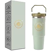 Value Vibes 30 oz Stainless Steel Travel Tumbler with Handle – Vacuum Insulated Double-Wall Mug – Spill-Resistant Lid, for Hot or Cold Drinks