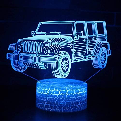 2 Pack,for Jeep USB Table Lamp 7 Colors Change 3D LED Night Light Touch Sensor Kids Gift Sleep Lighting Home Decoration Nightlight