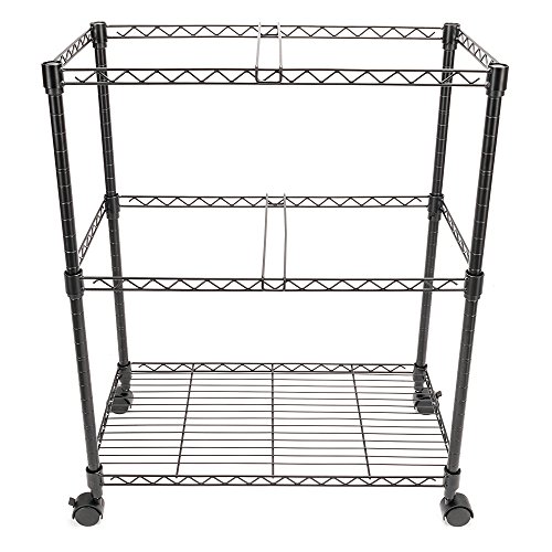 image for Byya Portable 2 Tier Sturdy Metal Rolling Compact Mobile Letter Size F
