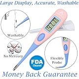 Amplim Hospital Medical Grade Digital Baby Oral Thermometer with Cover for Infants/Toddlers/Adults. Waterproof Armpit, Rectal Fever Termometro. Flexible Tip, Accurate and Fast Readings - Blue Pink
