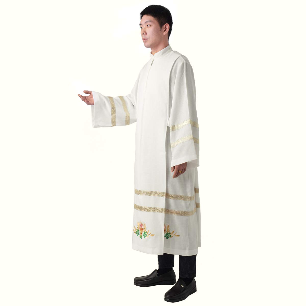 BLESSUME Church ALB Embroidered Vestments (L) White