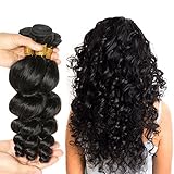JINREN Brazilian loose Wave Virgin Hair 4 Bundles 10 12 14 16inch Unprocessed Brazilian Virgin Human Hair Weave Natural Black 10-26inch