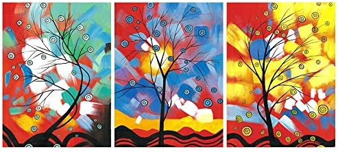 GEVES Modern Abstract Colorful Tree of Life Wall Art Giclee Print Canvas Paintings Living Room Decoration Pictures Posters Framed Ready to Hang Home Decor