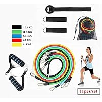 NIRVA WITH DEVICE OF WOMEN PICTURE Resistance Bands, Exercise Bands Include 5 Different Levels Exercise Bands, Door Anchor, Foam Handles and Carrying Bag for Workout Resistance Tube
