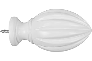LUMI HOME FURNISHINGS Mix and Match Wood Bullet Finials in White for 1-3/8 in. Dia. Wood Rod Pole (2-Pack) (White)