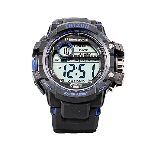 TAIXUN Unisex Fashional Military Water Resistant Electric Wrist Watch with Black Band Digital LED Sports Watch Purple