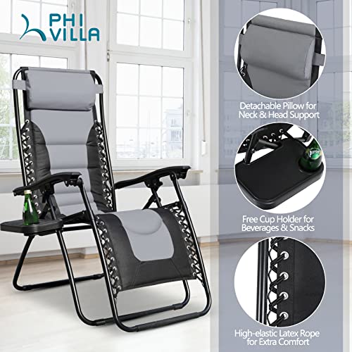 PHI VILLA Zero Gravity Chair Padded Recliner Adjustable Lounge Chair