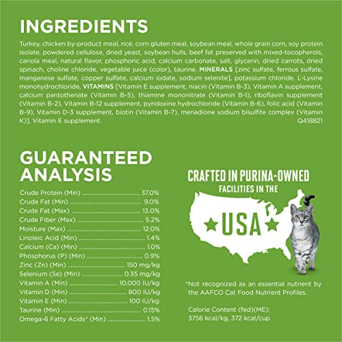 PURINA ONE NATURAL, LOW FAT, WEIGHT CONTROL, INDOOR DRY CAT FOOD, +PLUS INDOOR ADVANTAGE – 7 LB. BAG