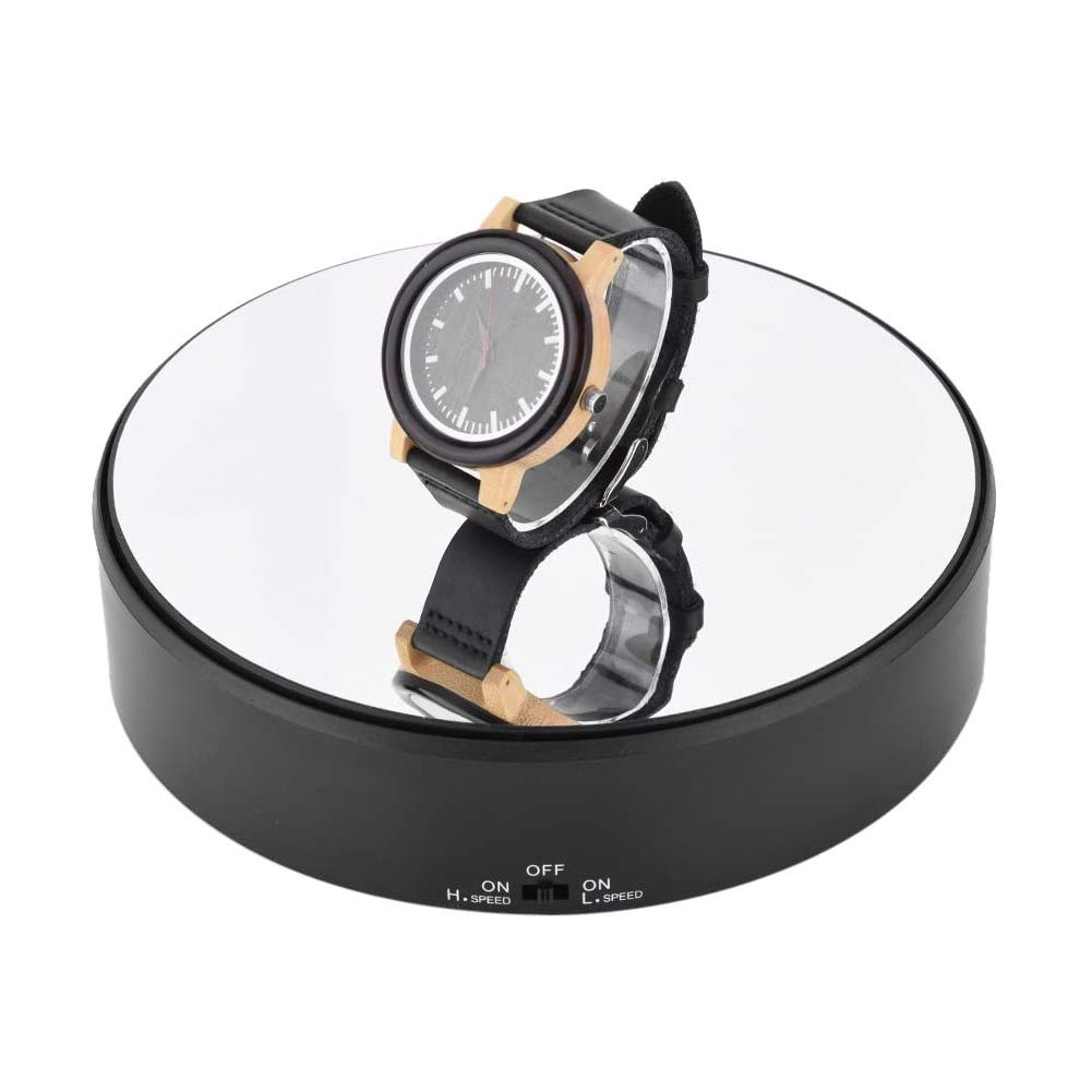 Alvinlite 360° Electric Rotating Display Stand - Mirror Surface Adjustable Speed Turntable Jewelry Watch Shoes Holder Display