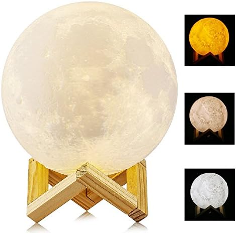 Moon Lamp, Wowlite 3D Printing Moonlight Lamp, Dimmable with USB Charging, Touch Control, Rechargeable 5.9 Inch Night Lamp Home Decorative Night Light for Kid Bedroom