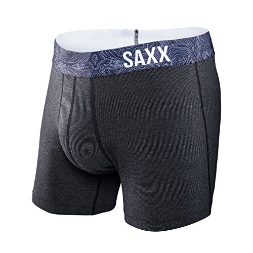 Saxx Mens Fiesta Lifestyle Boxers Underwear Small Black Topo Stripe