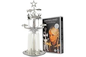 Original Swedish Christmas Chimes, Carousel and 4 Candles – Scandinavian Spinning Festive Chimes for Christmas, Best Memorial