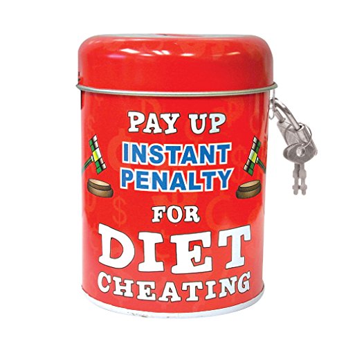 Bank Coin Money Bank Funny Instant Penalty for Diet Cheating Metal Coin Bank with Lock and Key 3" x 4" (Diet Cheating Penalty)