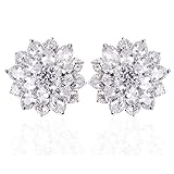 Bridal Clear Flower Stud Earrings Set in Cluster Cubic Zirconia, Hypoallergenic Jewelry Gift For Brides Bridemaid Women Girls Best Friends