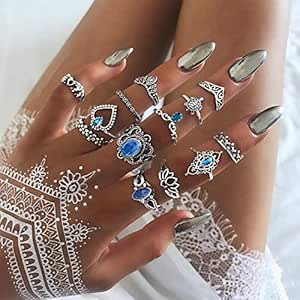 Amazon.com: Aimimier 13 Pcs Bohemian Stackable Joint Knuckle Ring Set ...