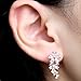 EVERU Pair Women's Bling Crystal Rose Gold Plated Flower Earrings Pierced Wrap Ear Cuff Stud Earrings